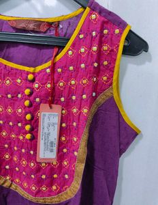 Ethnic Purple Kurti with Embellished Neckline