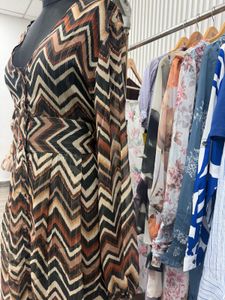 Boho Chevron Print Midi Dress