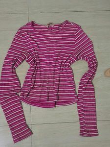 Striped Long Sleeve Crop Top