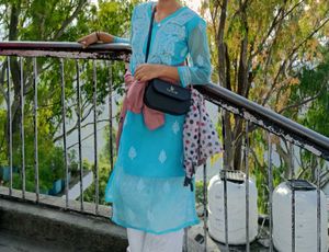 Blue Chikankari Kurta set