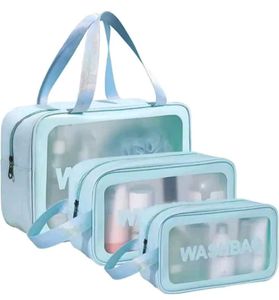 3-Piece Transparent Toiletry Bag Set