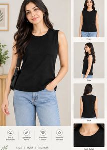 Black Sleeveless Knit Top