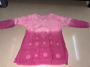 Pink Ombre Embroidered Kurta