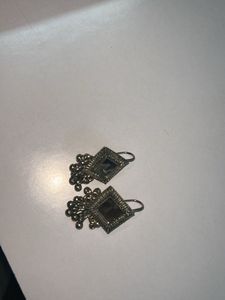 Ethnic oxidised Jhumka Earrings with Mirror