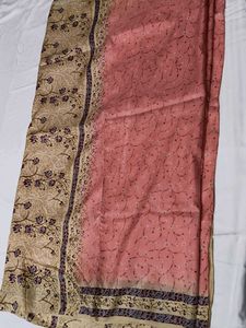 Traditional Kalamkari Art Floral design Silk Saree