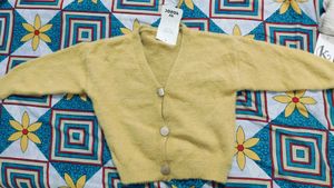 Cute Yellow Knit Cardigan for kids