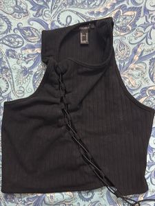 Forever 21 Black Ribbed Crop Top