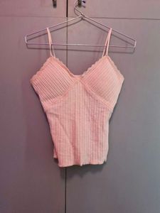 Cute Lace Trim Ribbed Camisole