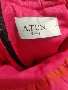 A.T.U.N. Irls Pink And Green Dress
