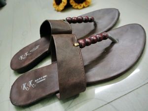 Brown Beaded Thong Sandals