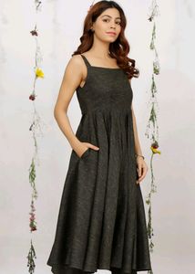 Dark Olive Sleeveless Cotton Khadi Ku