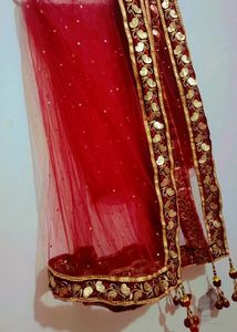 Mehroon Net Party Wear Dupatta