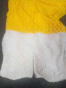 Yellow &amp; White Lace Lehenga Choli
