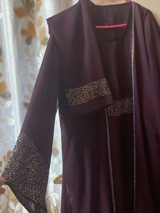 Elegant purple party wear jacket style burkha