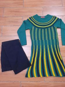 Frock Style Woollen Kurti with Designer Plazzo