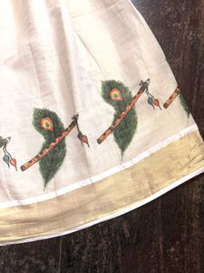 Onam special patupavada. Traditional White Lehenga