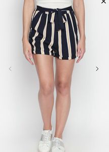 Honey by Pantaloons Navy Stripes Tie Up Shorts