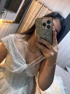 🎀🕊️Elegant Pearl Embellished Gown