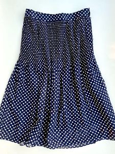 Navy blue Polka Dot Midi Skirt