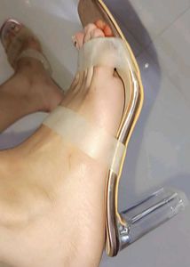 Stylish Block Heels with Clear Straps
