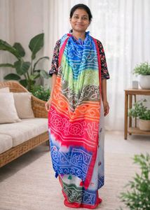 Vibrant Bandhani Saree with sequins