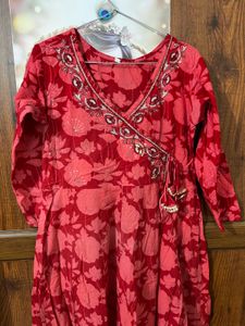 Red Floral Wrap Kurta