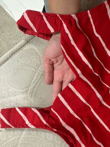 Red Striped Kurta stitched