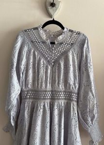 AllSaints Gen Broderie long sleeve dress
