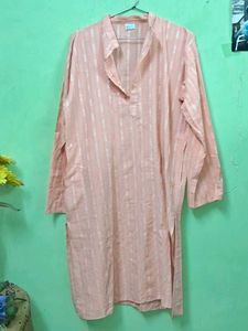 Peach Tunic Top with Subtle Stripes