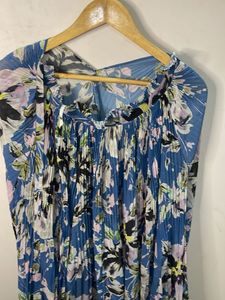 Blue Floral Print Flowy Tunic Top