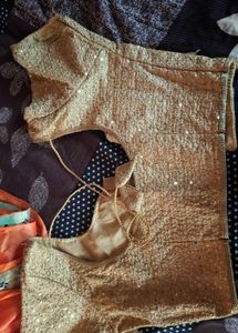 Orange Saree with Embellishments