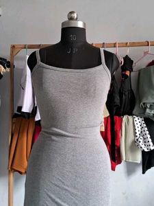 Grey Spaghetti Strap Maxi Dress