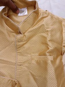 Golden Brocade Kurta Pajama Set