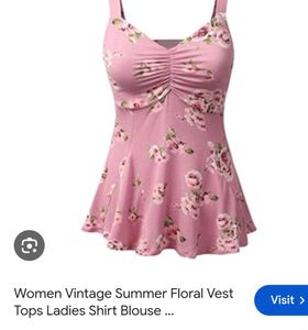 Pink Floral Ruffle Tank Top