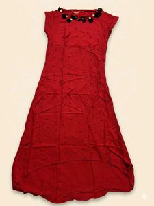 Red Ethnic Gown with Embellished Neckline