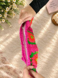 handmade Boho Crochet Flower Sling Bag