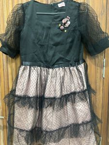 Chic Black & Pink Polka Dot Dress