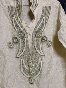 Embellished Cream Kurta