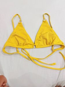 Yellow Ribbed Bikini Top