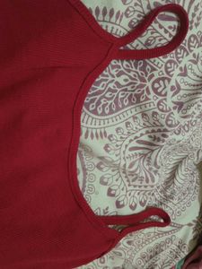 Red Ribbed Spaghetti Strap Crop Top
