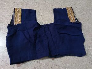 Elegant Navy Blue Saree with Gold Embroidery
