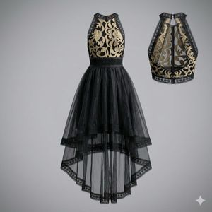 Elegant Black & Gold Embellished Lehenga Choli