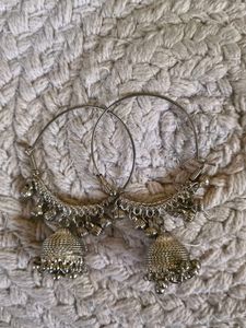 Silver Jhumka Hoop Earrings