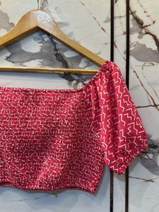 Smocked Off-Shoulder Crop Top, Bust- 36