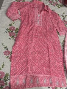 Pink Bandhani Kurta Set