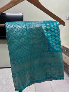 Teal Banarasi Silk Saree