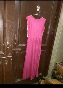 Chic Pink Midi Dress with Floral Bodice