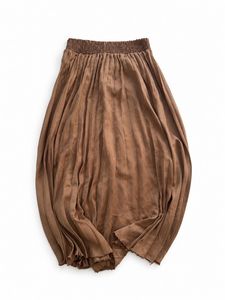 Chic Brown Pleated Maxi Skirt