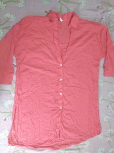 Coral Tunic Top with Button Detail