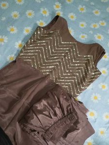 Embellished Brown Kurta Set